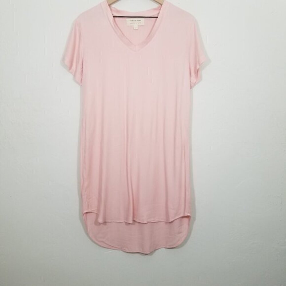 NWOT ANTHROPOLOGY Cloth & Stone T-Shirt Short Sleeve Tunic Dress Blush Size M